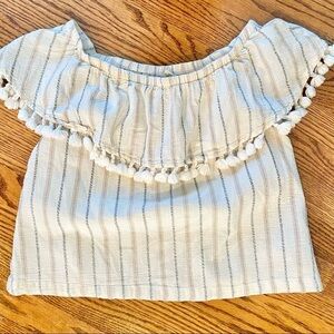 Artisan NY creamy cotton Metallic pom-pom OFS Top